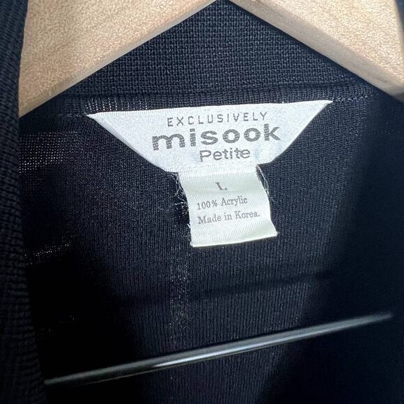 MISOOK Women's Size Petite Large Open Front Collared Knit Blazer Black Career - Picture 9 of 12